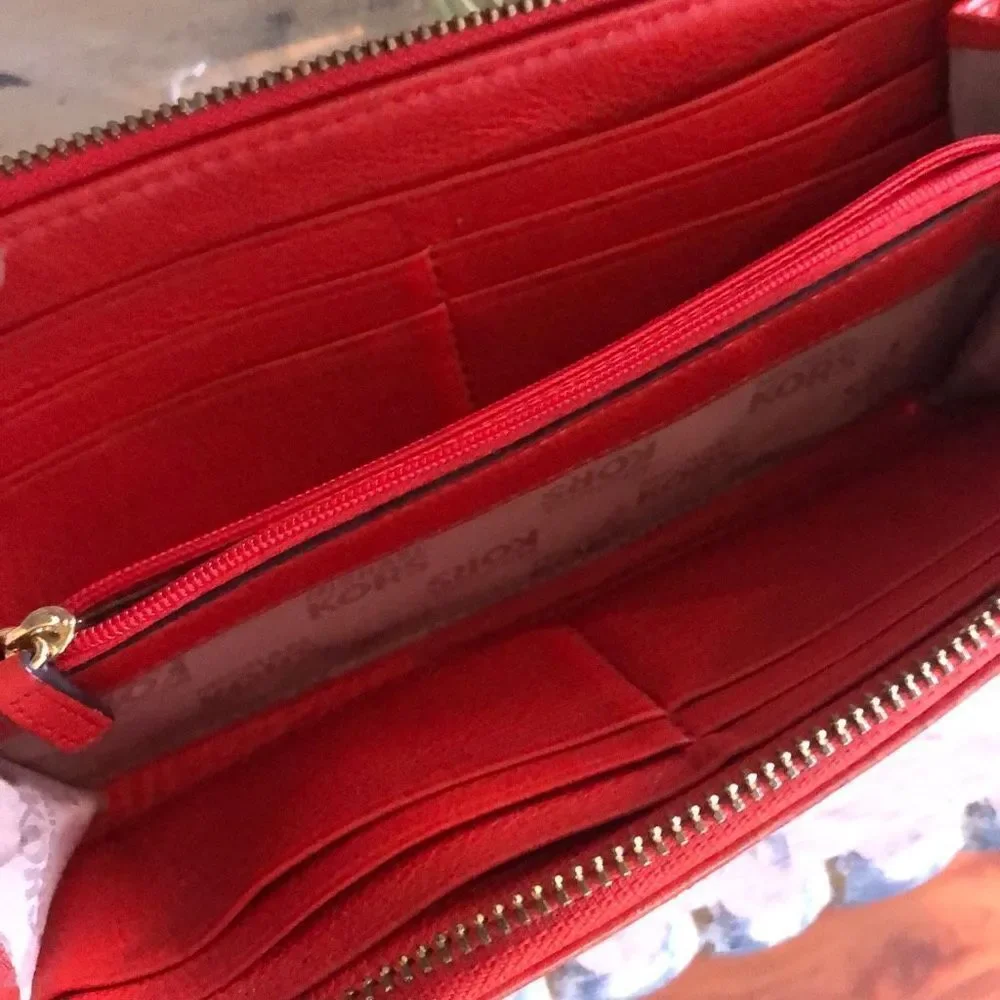 Michael Kors Red leather zip around wallet